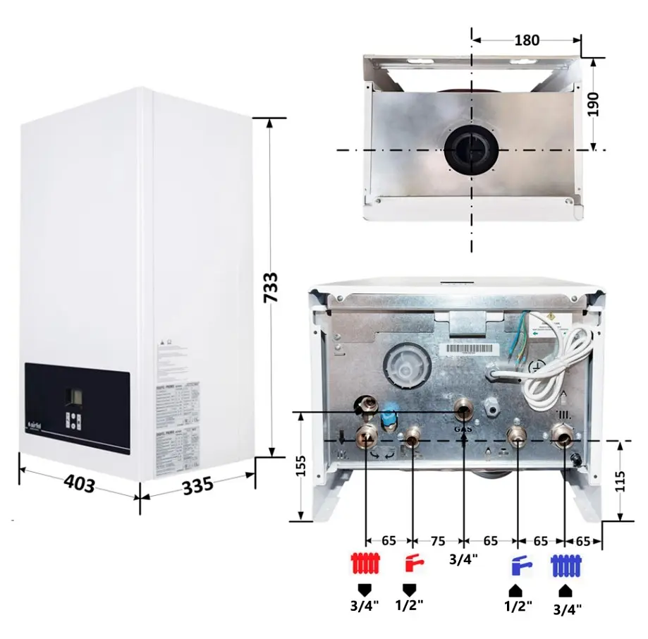 Котел газовий Airfel DigiFEL Premix 23 кВт, двоконтурний, конденсаційний, навісний, з двома теплообмінниками A2CPX023DARU - фото 12