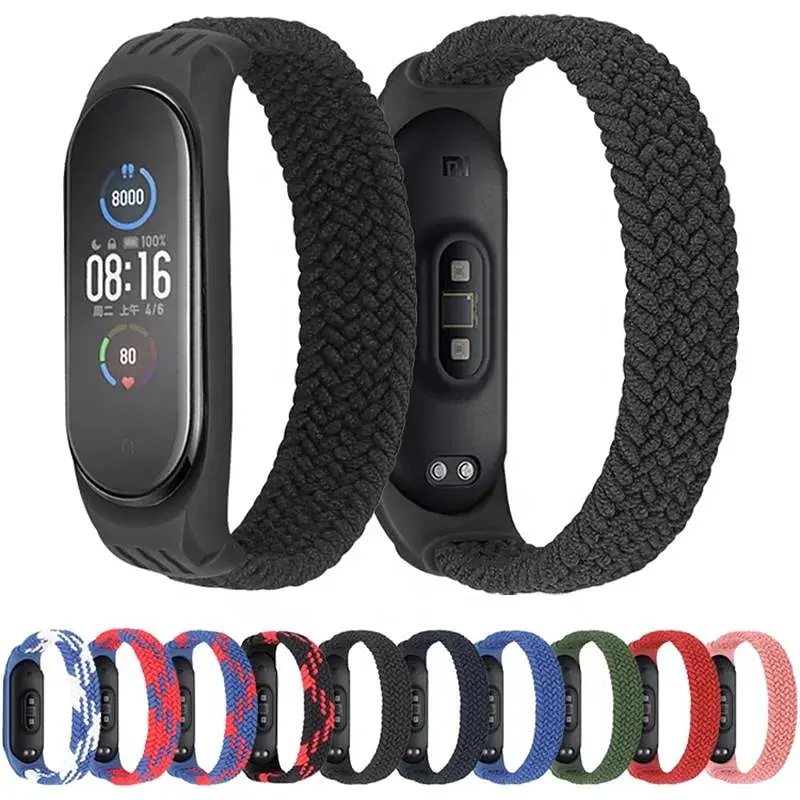 Ремінець до фітнес браслета BeCover Elastic Nylon Style для Xiaomi Mi Smart Band 5/6 (Size L) Black-Red (706157) - фото 2