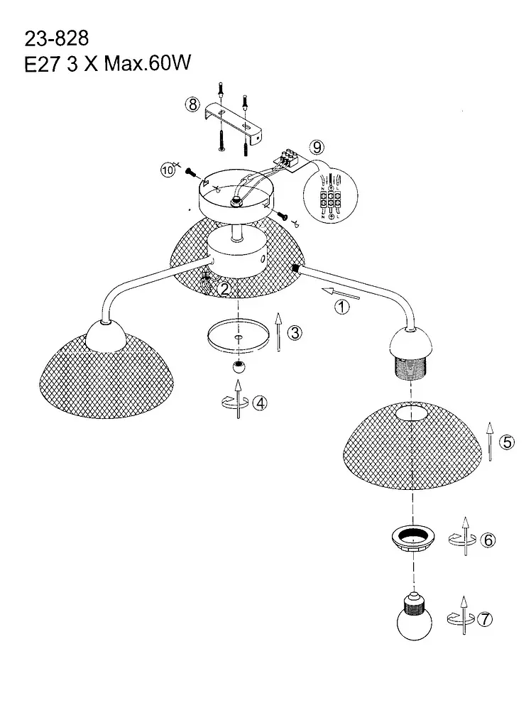 Люстра Brille потолочная лофт в спальню E27 60W BK (BL-592C/3) - фото 4