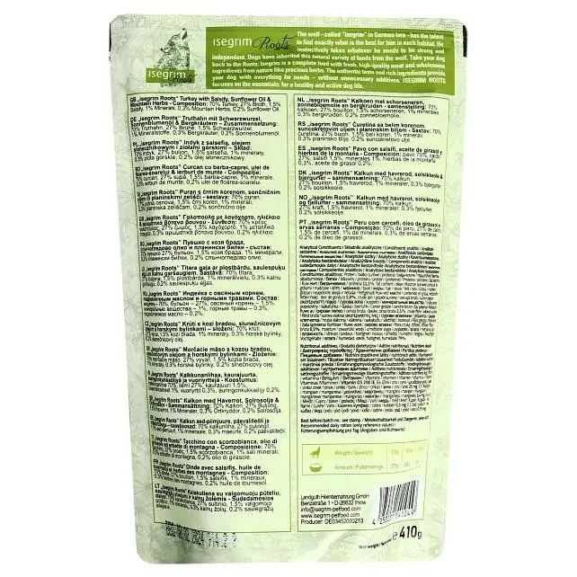 Влажный корм для собак Isegrim Adult Pouch Roots Turkey Monoprotein с индейкой 410 г - фото 2