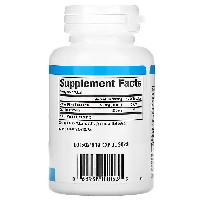 Вітамін D Vitamin D3 2,000 IU 120 Softgels Natural Factors vit0006395 - фото 2