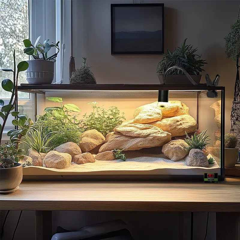 Світильник довгий з затискної ручкою і термостатом Terrario Long ReptiSun Temperature Control 200W - фото 5