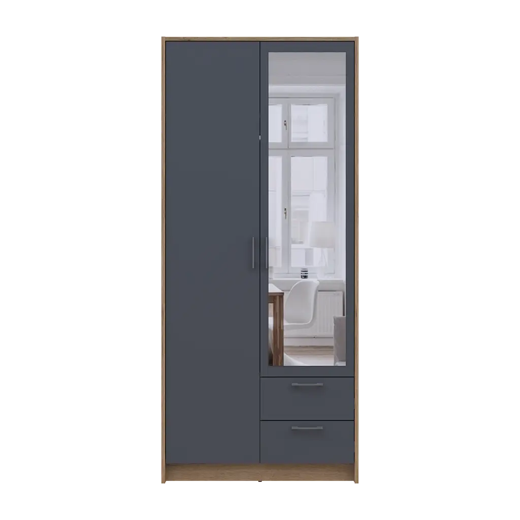 Шафа для одягу Doros Ронді з дзеркалом Дуб Артизан/Графіт 2ДСП 82х52х195 (80737806) - фото 4