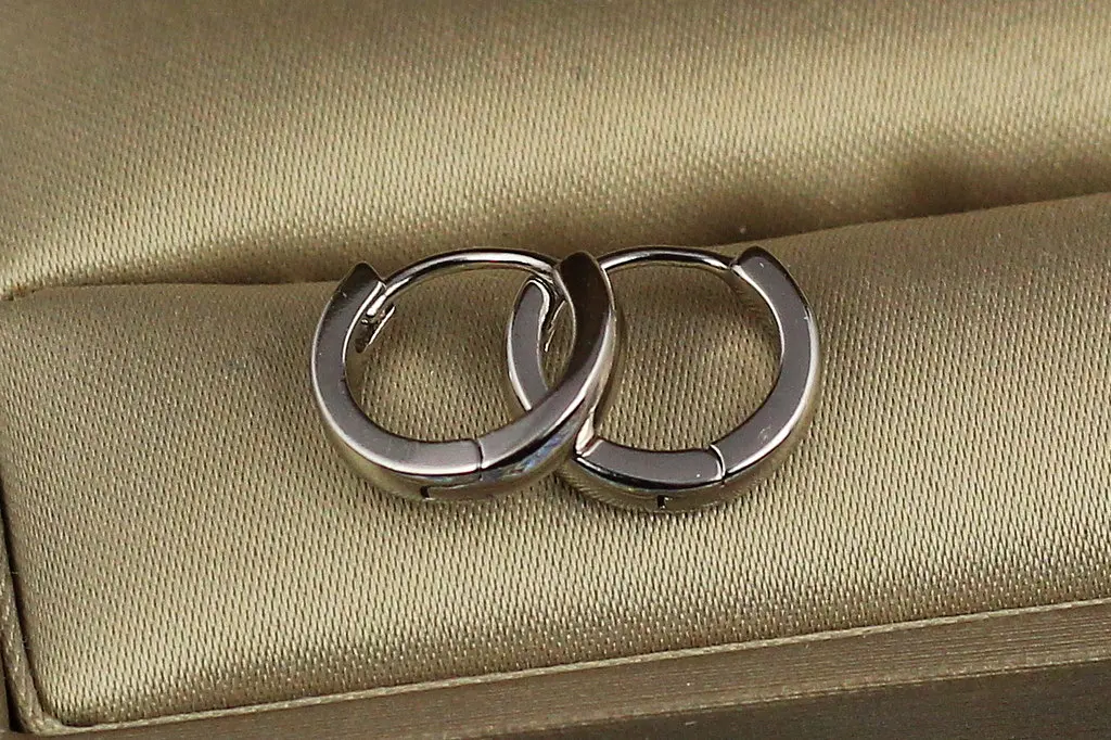 Сережки Xuping Jewelry гладкі кільця 1.2 см сріблясті