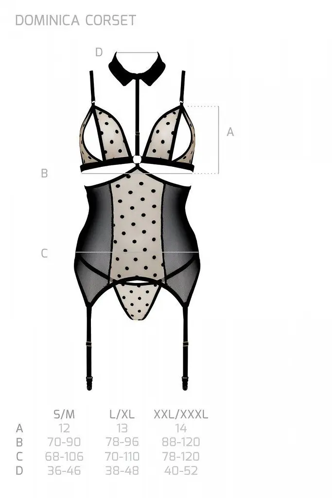 Корсет с открытой грудью Passion DOMINICA CORSet XXL/XXXL black пажи для чулок стринги - фото 7