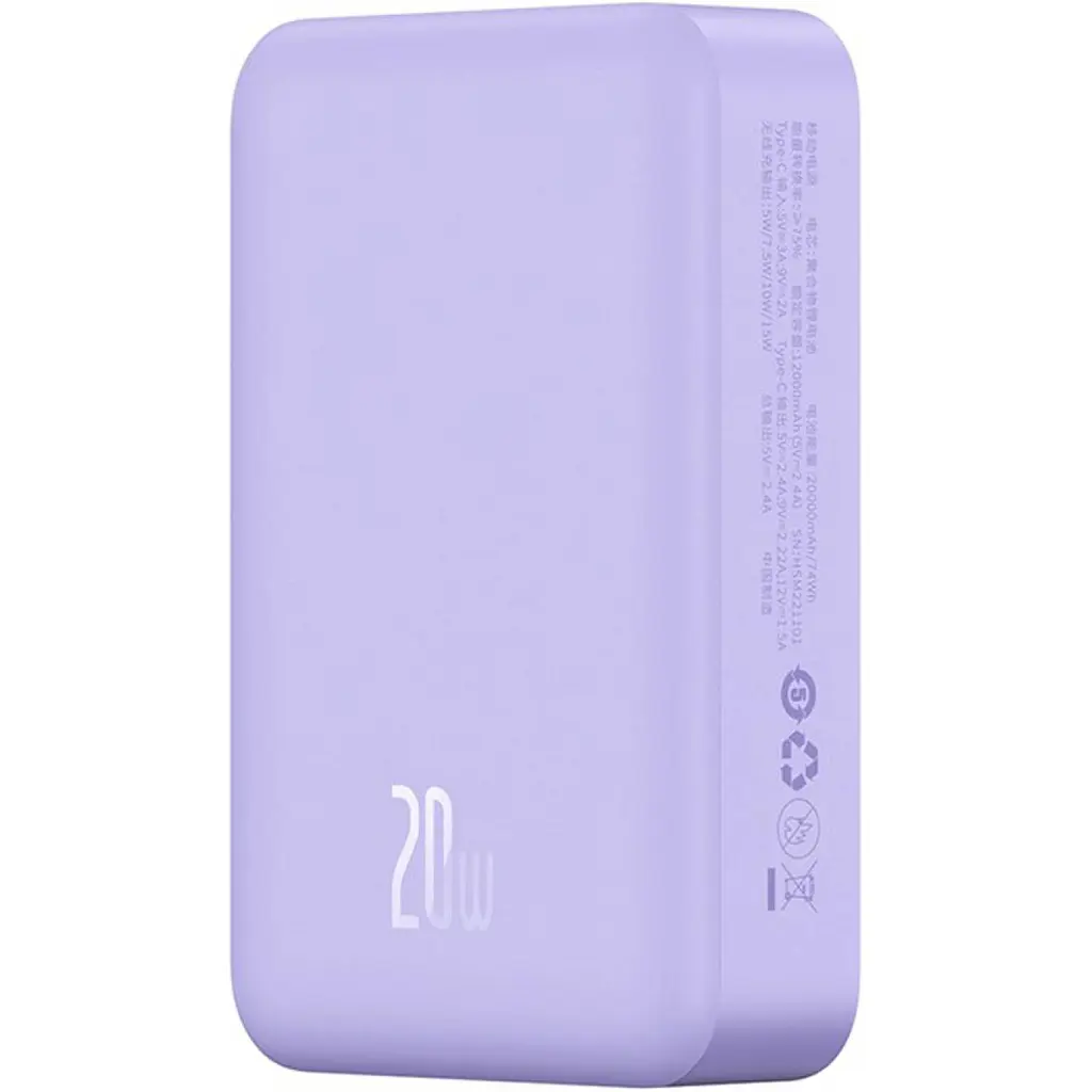 Зовнішній акумулятор Baseus Magnetic Mini 20W 20000 mAh Purple [PPCX150005] [117951] - фото 4