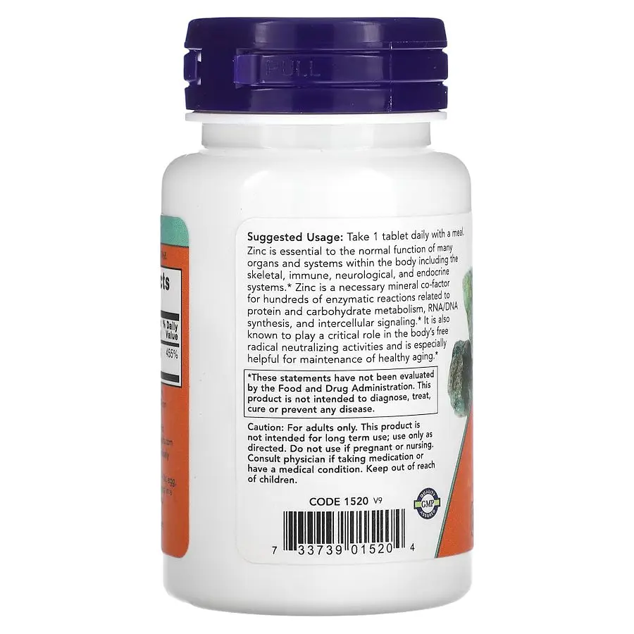 Вітаміни та мінерали Zinc 50 mg, 100 таблеток NOW vit0004526 - фото 3
