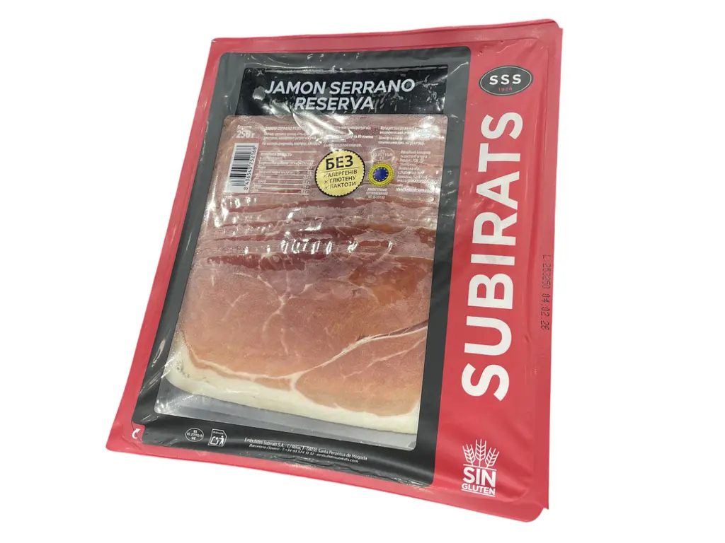 Хамон Subirats Jamon Serrano GAS нарезанный 250 г (8436543752168)
