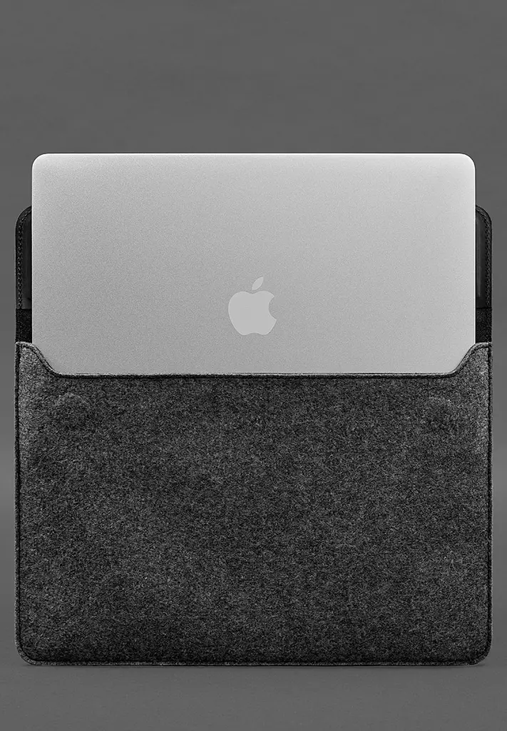 Чохол-конверт BlankNote із клапаном шкіра+фетр для MacBook 15" Чорний Crazy Horse - фото 4