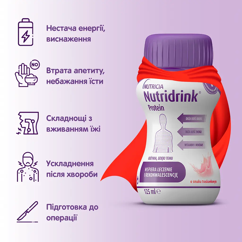 Ентеральне харчування Nutricia Nutridrink Protein зі смаком полуниці 4х125 мл  - фото 4