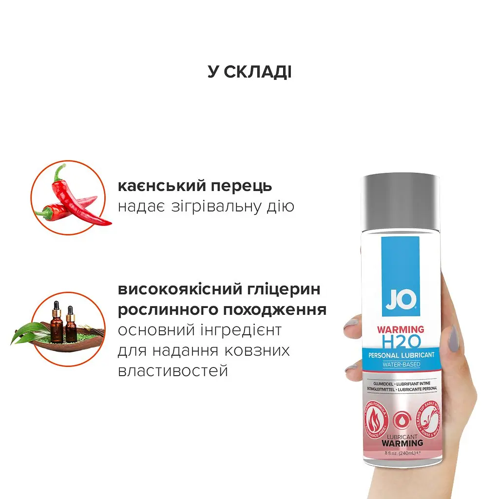 Зігрівальна змазка на водній основі JO H2O WARMING (30 мл) з екстрактом перцевої м’яти - фото 4
