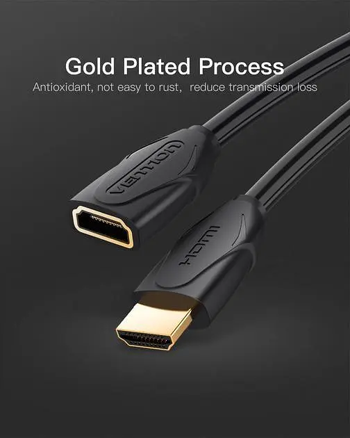 Удлинитель HDMI-HDMI v.2.0 Vention F/M PVC Shell 4K 60Hz 18Gbps 2m Black (VAA-B06-B200) - фото 2