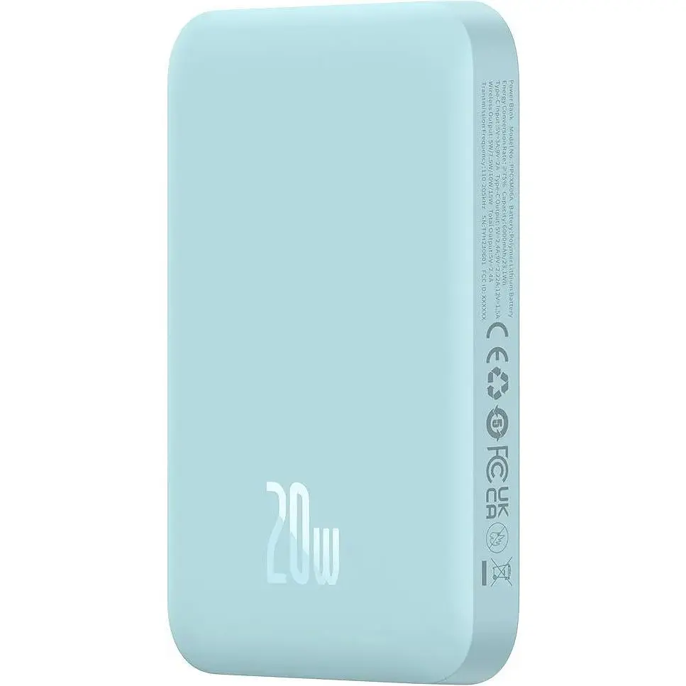 Портативный аккумулятор Baseus Magnetic Mini Air Wireless 20W 6000mAh blue (P10059002313-00) - фото 3