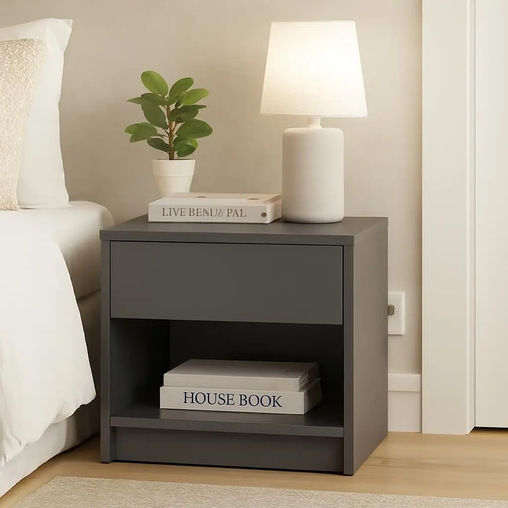 Тумба приліжкова ТІНА з ящиком Orange-Line Сірий графіт - фото 2