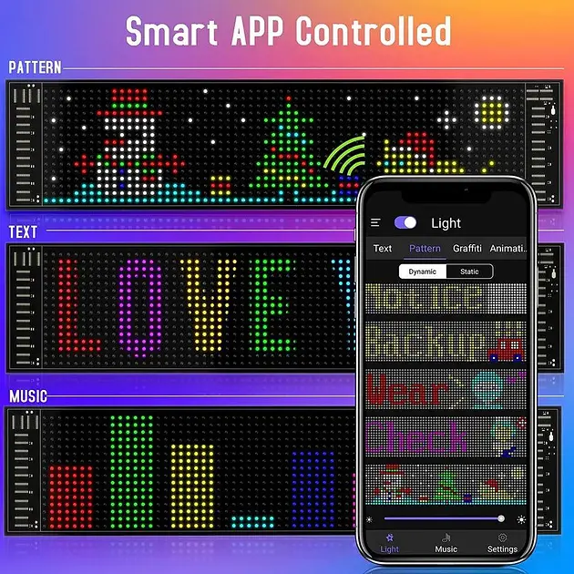 Гнучкий екран LED Matrix Panel APP Wi-Fi RGB 120 x 595 мм - фото 7