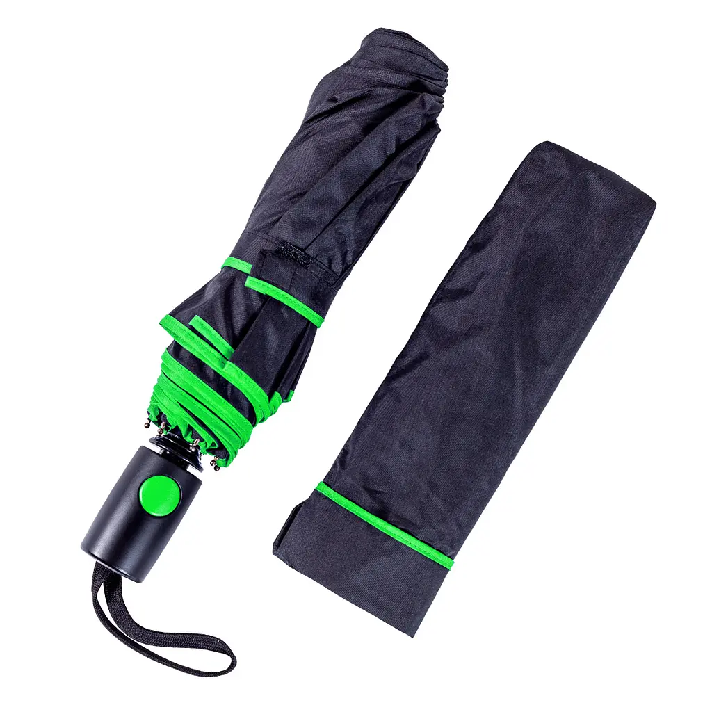 Парасолька напівавтоматична Bergamo Sky, чорний з зелений (7040009) - фото 2