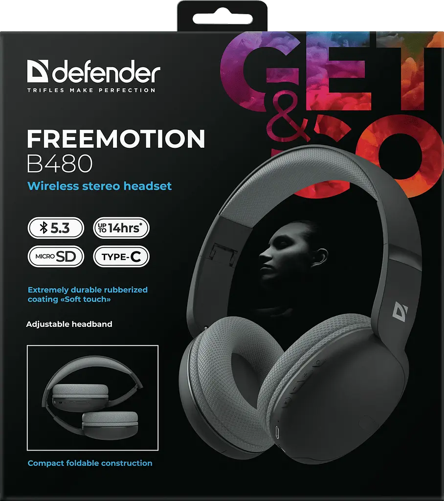 Наушники FreeMotion B480 Bluetooth Black (63480) Defender teh0021311 - фото 5