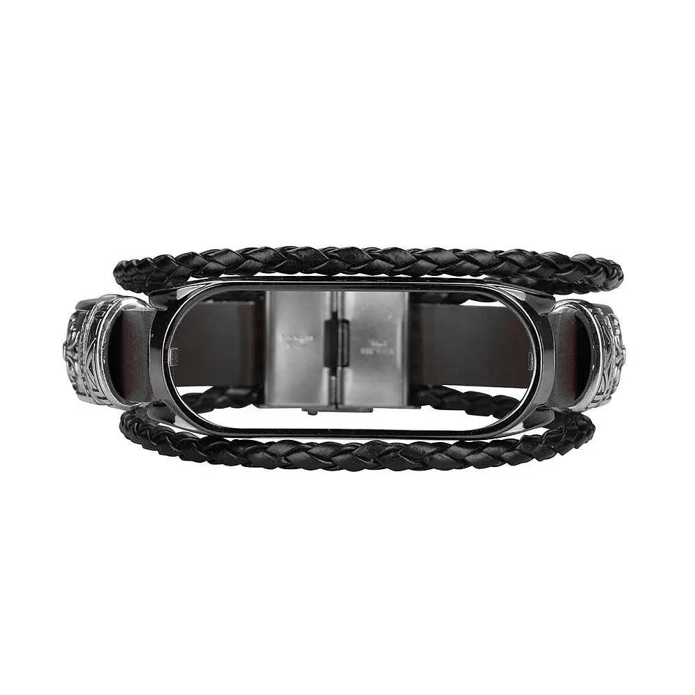 Ремешок винтажный Carprie для фитнес-браслета Xiaomi Mi Band 5 и 6 Type D Black black - фото 4