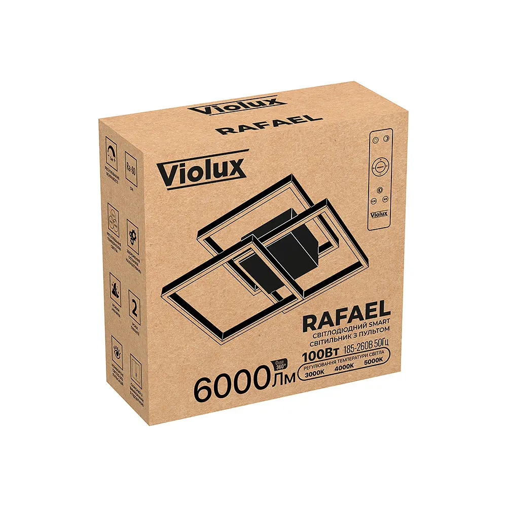 Світильник LED smart RAFAEL+пульт 100W 3000-5000K IP20 прямокутний чорний Violux ( 220975 ) - фото 9