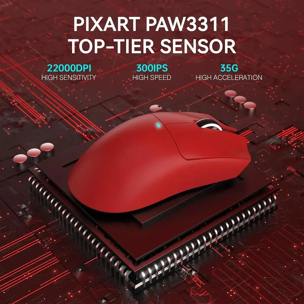 Компьютерная мышь Attack Shark X11 беспроводная, игровая, PAW3311, 22000 DPI 2,4G+Bluetooth Red - фото 7