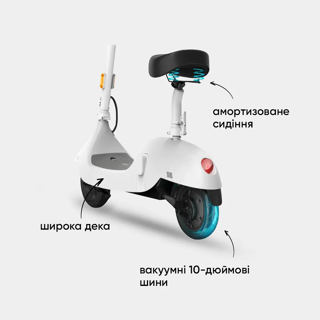 Електросамокат з сидінням OKAI Ceetle PRO EA10C White 10', 350(900)W, 25Km/h, 10.4Ah, 55Km, 20%, NFC, App.29kg (EA10C-W) - фото 10