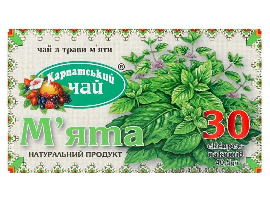 Чай пакетований трав'яний Карпатський чай ф/п М'ята 1,35 г 30 пакетиків