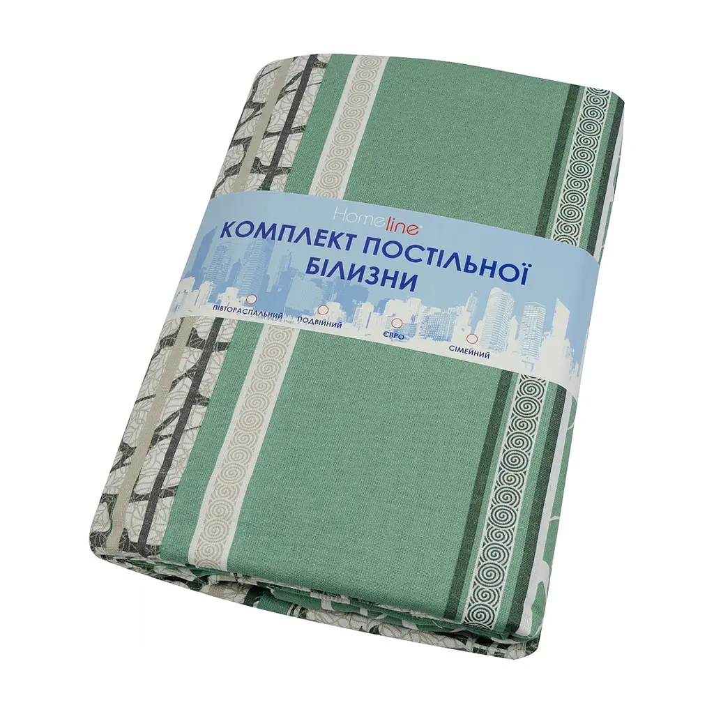 Постільна білизна Home Line Мармур зелений 70х70 см бязь полуторний (156313) - фото 2