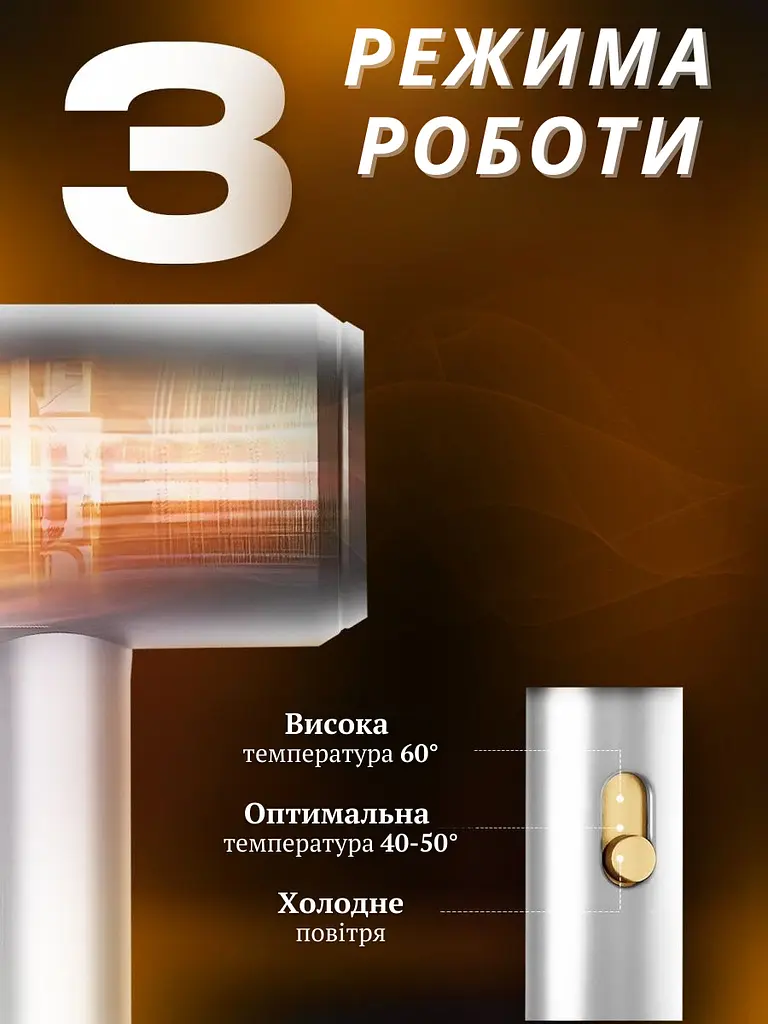 Професійний потужний компактний фен стайлер для волосся з функцією іонізації Powerful HAIR DRYER Білий з золотим (4573836222) - фото 5