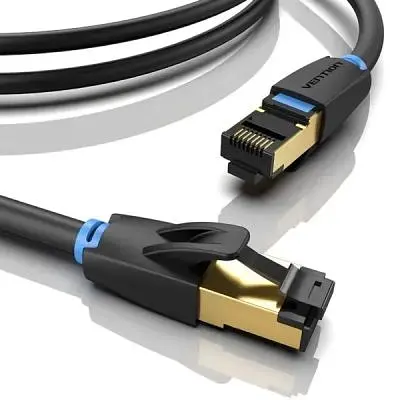 Патч-корд 0.5м, S/FTP cat 8 RJ-45 black Vention (IKABD) - фото 2