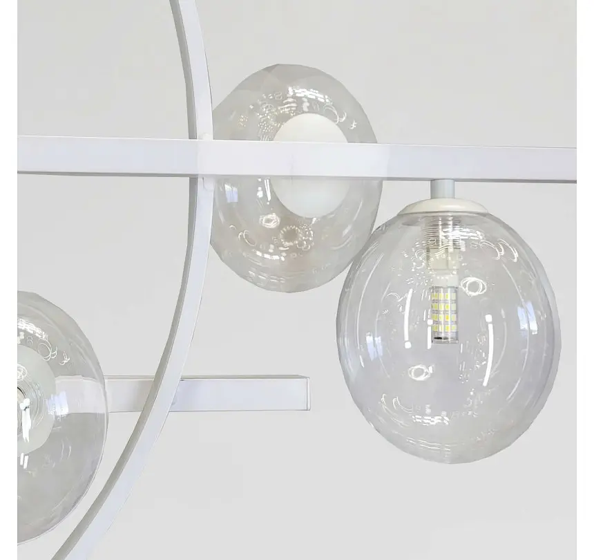 Біла дизайнерська LED-люстра Artlight 1003/10WH з 10 скляними кулями і кільцем, що світиться. - фото 4
