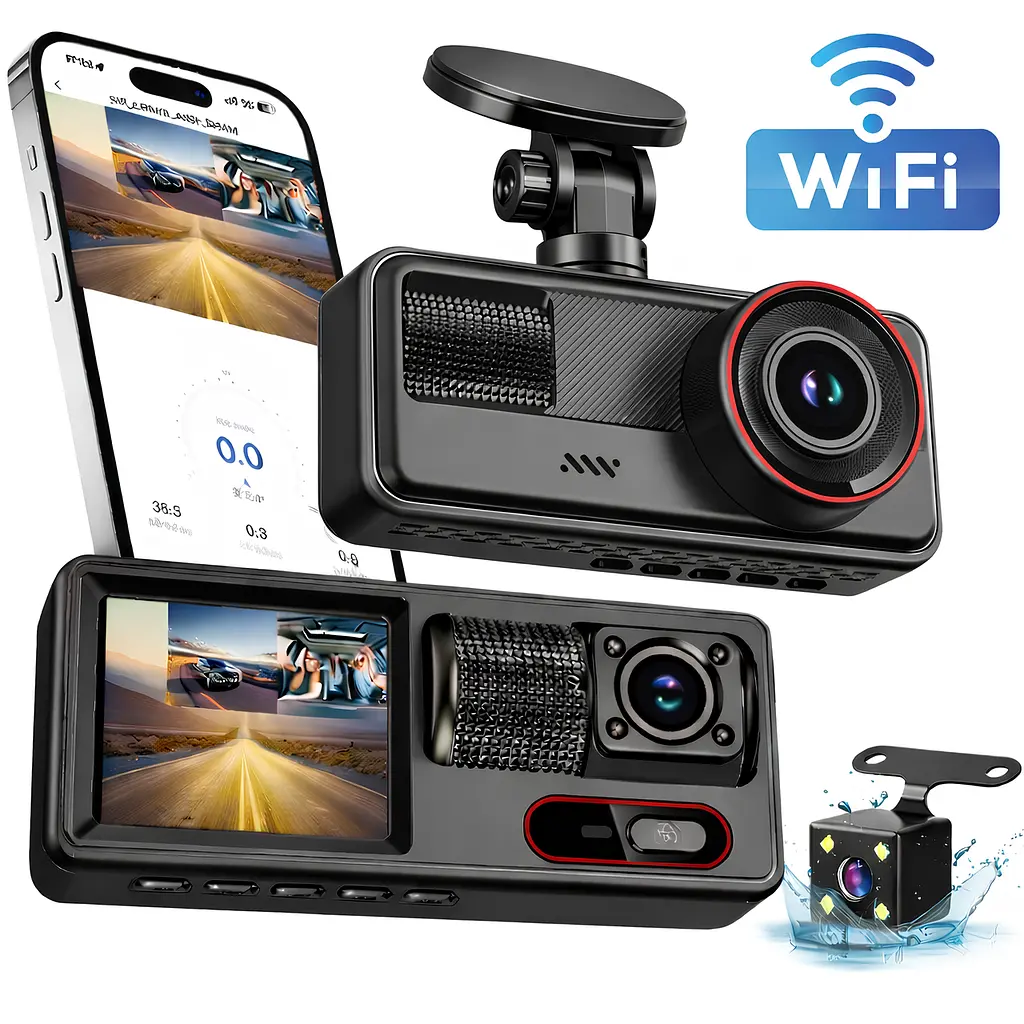 Відеореєстратор на 3 камери і з Wi-Fi - Vehicle BlackBOX (спереду + позаду + салон) з нічною зйомкою FullHD - фото 2