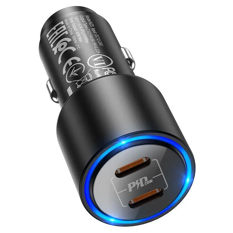 Автомобільний зарядний пристрій Hoco NZ3 40W Dual Port Type-C (Black) [71691] - фото 5