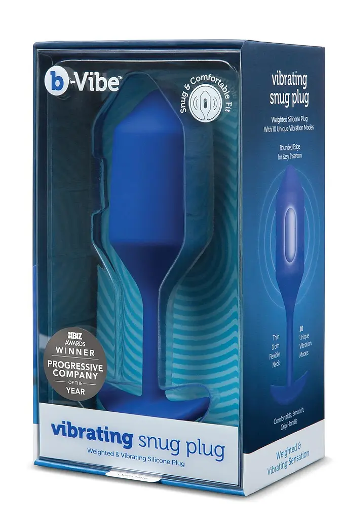 Анальная пробка с вибрацией B-Vibe Vibrating Snug Plug 4, 15 см (синий) - фото 2