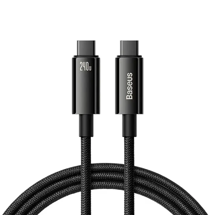 Кабель Baseus Tungsten Gold Fast Charging Data Cable Type-C to Type-C 240W 1m Чорний