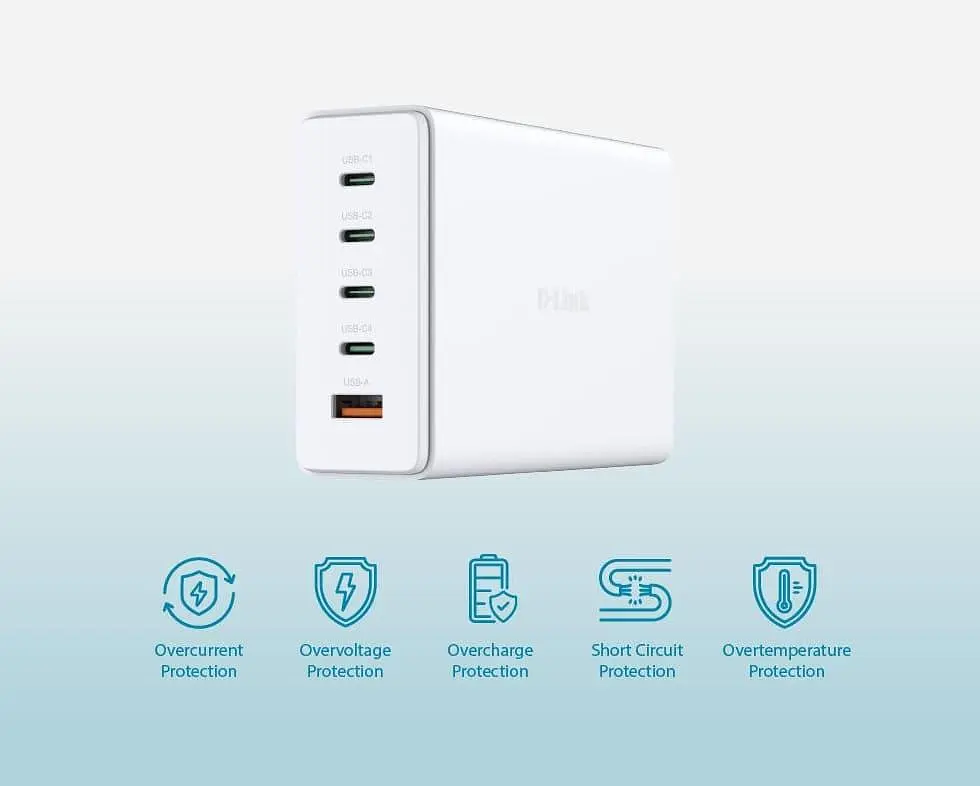 Зарядний пристрій мережевий D-Link DCF-241 240Вт GaN 4хUSB-С, 1xUSB-A, білий - фото 6