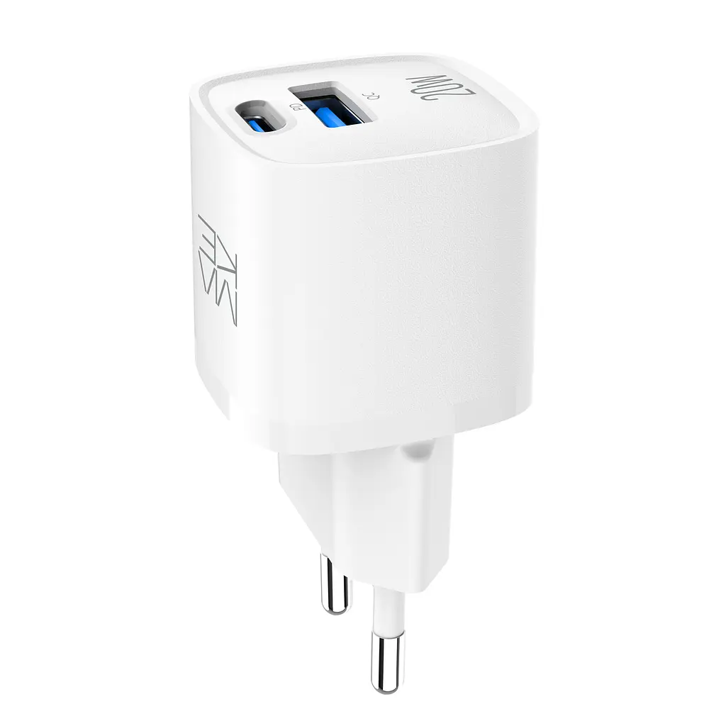 Зарядное устройство сетевое MAKE 20W GaN3 Mini Type-C PD3.0 + USB QC3.0 White - фото 7