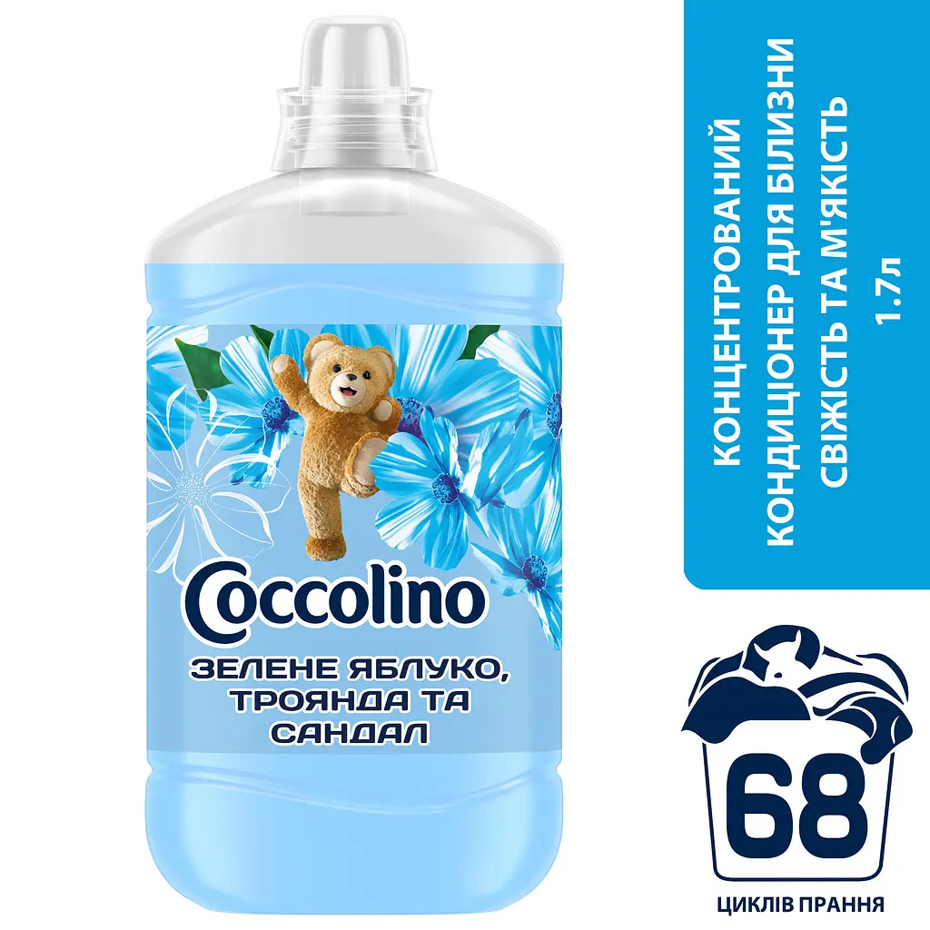 Кондиционер для белья Coccolino Fresh & Soft Зеленое яблоко роза и сандал 1.7 л (64881105) - фото 2
