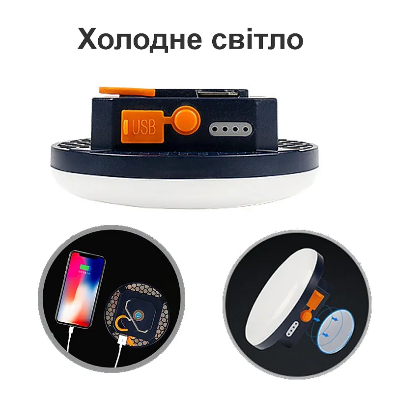Фонарь для кемпинга, рыбалки или чрезвычайных ситуаций с аккумулятором 7200 мАч и Power bank Nectronix MOS-14 (холодный свет) (100905) - фото 2
