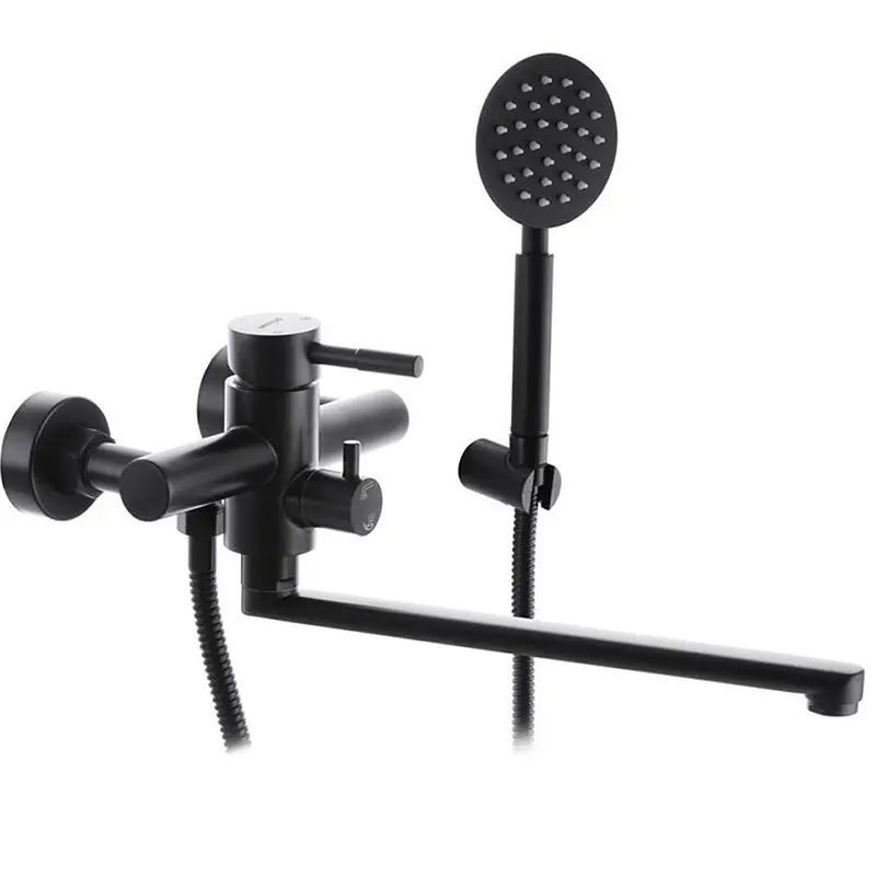 Смеситель для ванны Wezer EKO7A-01-BLACK, нержавеющая сталь, черный, Черный матовый - фото 2