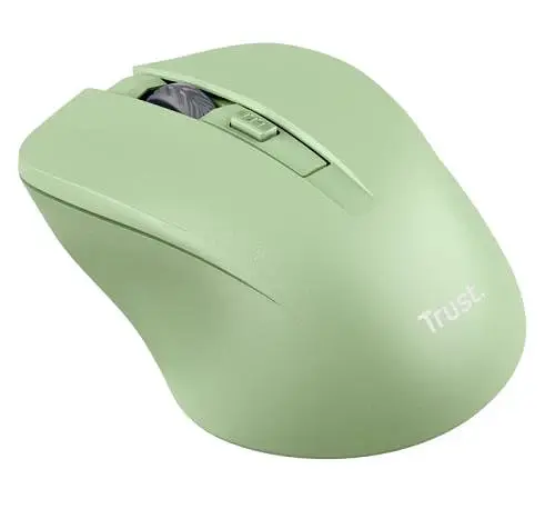 Миша бездротова Trust Mydo Silent, Green, USB 2.4GHz, оптична, 1000/1400/1800 dpi, 4 кнопки, зниження звуку клацання миші мінімум на 90%, гніздо для зберігання приймача USB, 1xAA (25042) - фото 2
