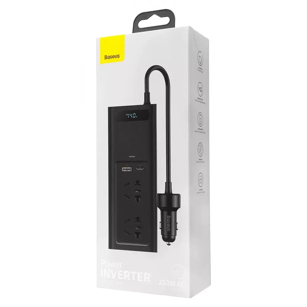 Автомобильный инвертор Baseus In-car Inverter 150 W (220V CN/EU) - фото 4