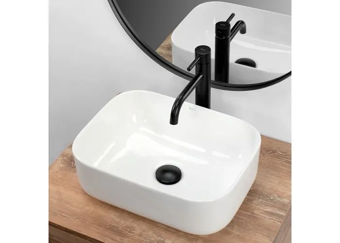 Умивальник Rea Demi Mini 40,5x31см прямокутний - накладний - білий глянцевий (REA-U5064) - фото 3