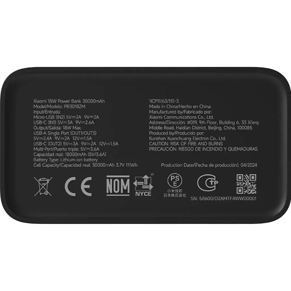 Зовнішній акумулятор Xiaomi Mi Power Bank 30000mAh 18W Black [BHR9126GL] [121913] - фото 5
