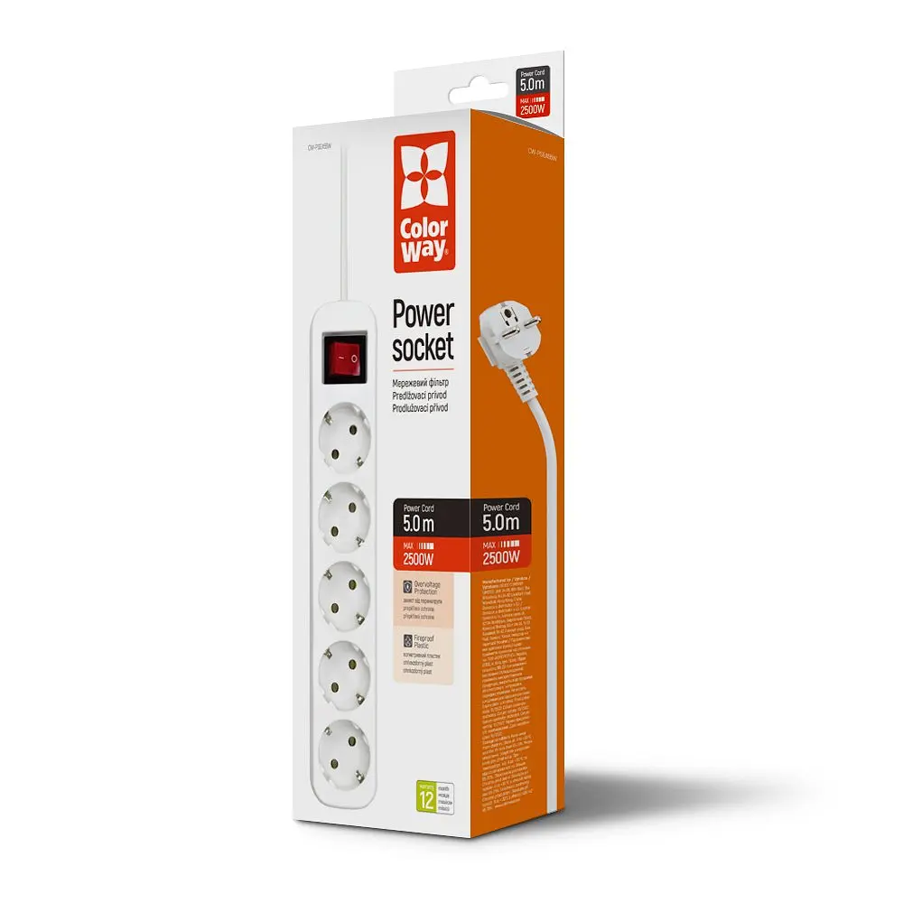 Мережевий фільтр ColorWay 5 розеток 5 м White (CW-PSEA55W) - фото 8