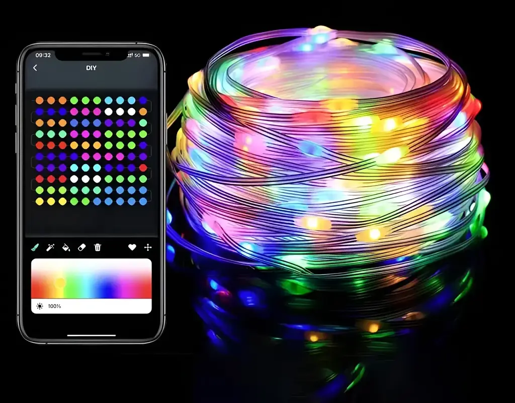 Умная смарт гирлянда Niki Light smart роса rgb управления через смартфон пульт 20 метров 200 лед - фото 2