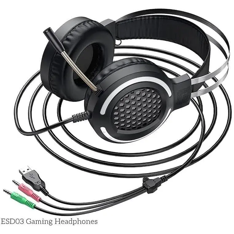 Ігрові навушники Hoco ESD03 Gaming Wired Headphones з LED-підсвічуванням - фото 4