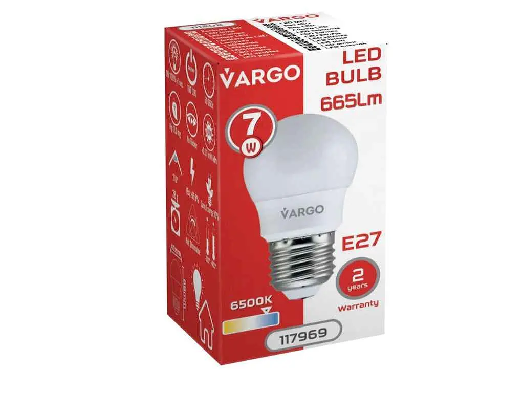 Лампа світлодіодна VARGO 7W E27 G45 6500K 220V (V-117969) - фото 2