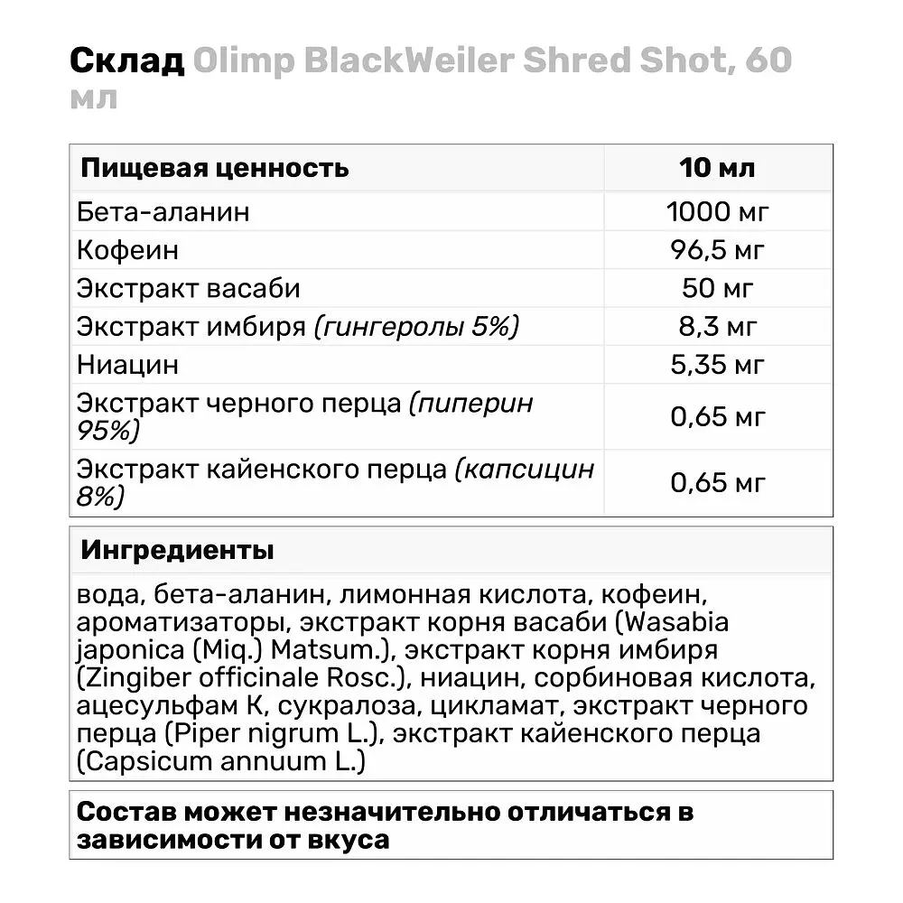 Передтренувальний комплекс Olimp Black Weiler Shred Shot Цитрус-пунш 60 мл - фото 3