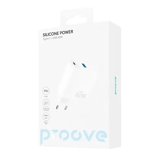 Мережевий зарядний пристрій Silicone Power White 45 Вт 1xType-C (25 Вт Proove teh0028614 - фото 2