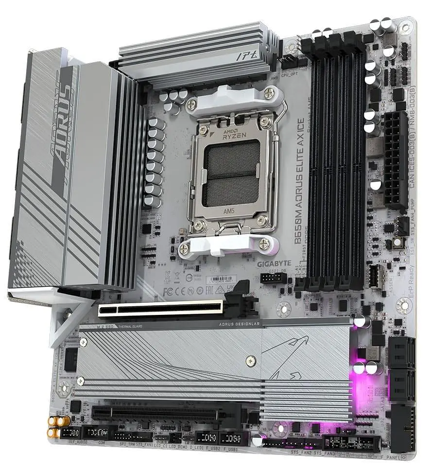 Материнская плата Gigabyte B650M AORUS ELITE AX ICE (B650M AORUS ELITE AX ICE) (Socket AM5, AMD B650, Micro-ATX) - фото 2